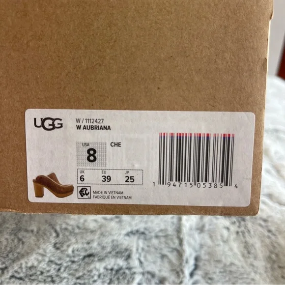 UGG AUBRIANA CHESTNUT SUEDE CLOG HEEL SHOE Women Size 8.0 - Picture 11 of 11